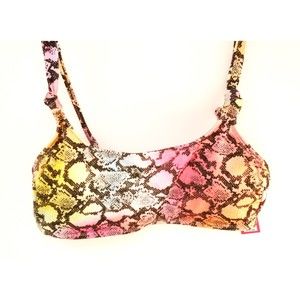 New with Tags XL (12-14) Xhilaration Snakeskin Multi-Color Swimsuit Top